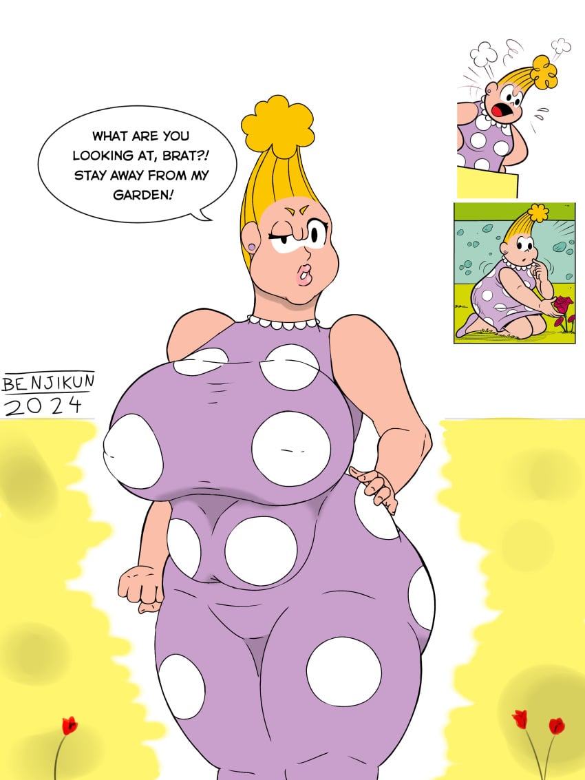 bbw benjikun big_belly big_breasts big_nipples blonde_female blonde_hair carmem_da_esquina english_text fanart ibispaintx monica's_gang turma_da_monica