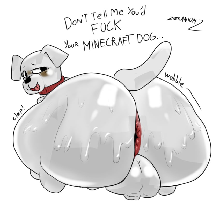 anus butt_focus canine feral huge_butt looking_back minecraft minecraft_mob sweaty_butt tagme text wolf_(minecraft) zeraniumz