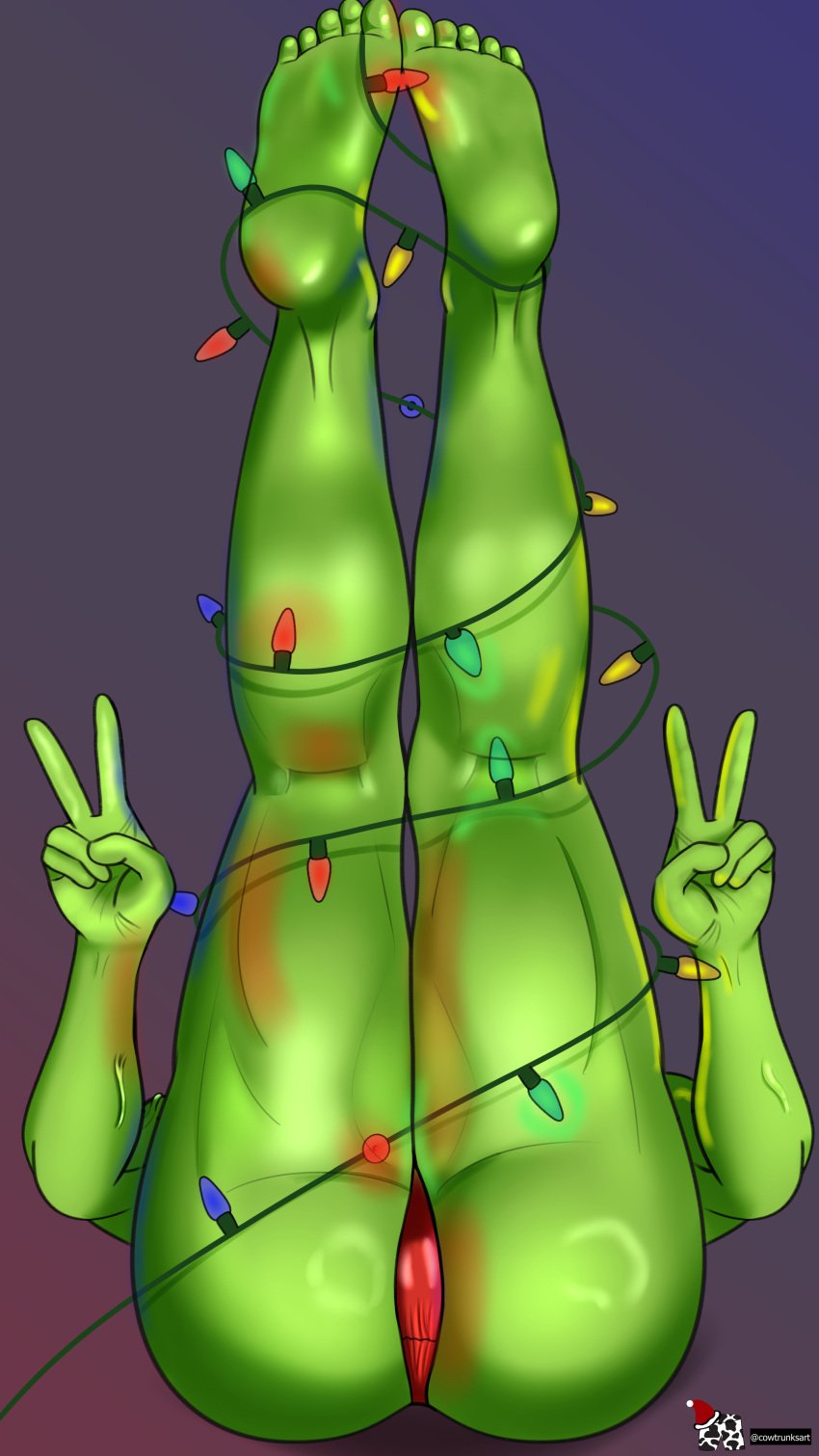 christmas christmas_tree cowtrunks feet green_skin holidays marvel muscular_female she-hulk