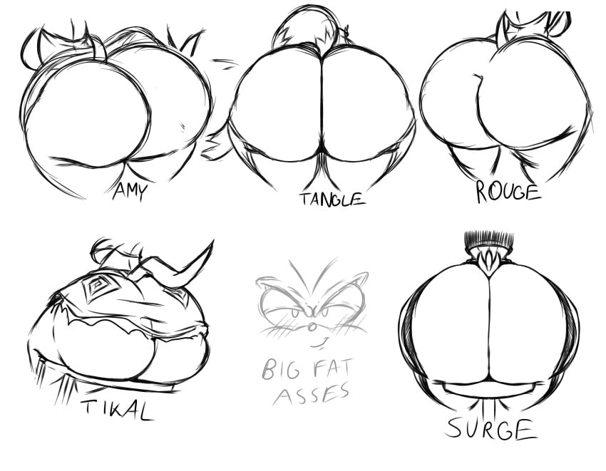 1boy 1male 5girls amy_rose anthro ass ass ass_focus bat big_ass big_butt bubble_ass bubble_butt butt_focus echidna furry hedgehog huge_ass huge_butt lemur rouge_the_bat sega shadow_the_hedgehog sonic_(series) sonic_the_hedgehog_(series) surge_the_tenrec tangle_the_lemur tenrec tikal_the_echidna ultimateshadow