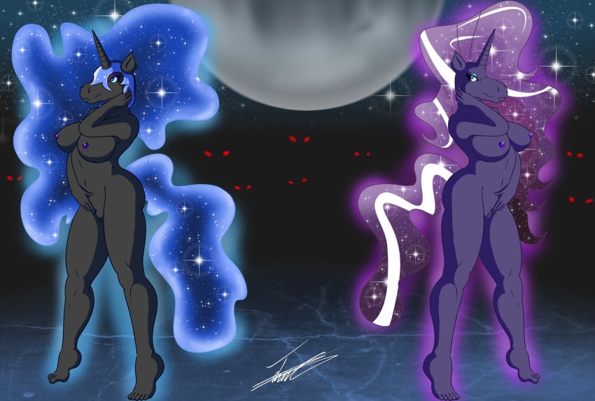 alicorn anthro anthrofied beowulf100 breasts dark_persona duo equine female friendship friendship_is_magic furry hindpaw horn horse mammal my_little_pony nightmare_moon nightmare_rarity nipples nude paws pony princess princess_luna_(mlp) pussy rarity_(mlp) royalty straight_hair wings