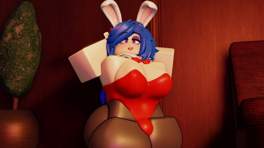 1girls 3d ass big_ass blue_hair breasts bulge bunny_ears bunnysuit caffinatedbuns cleavage large_breasts original_character roblox robloxian tagme thick_thighs thighs unseen_(unseenfury) video_games