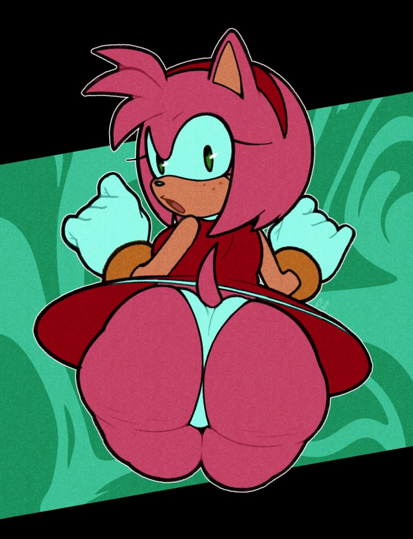 1girls amy_rose anthro ass ass_focus big_ass bubble_butt champchidi clothing dress fat_ass female female_only furry furry_only gluteal_fold huge_ass large_ass looking_at_viewer looking_back massive_ass panties rear_view solo sonic_(series) sonic_the_hedgehog_(series) tail thick_ass thick_thighs wide_hips
