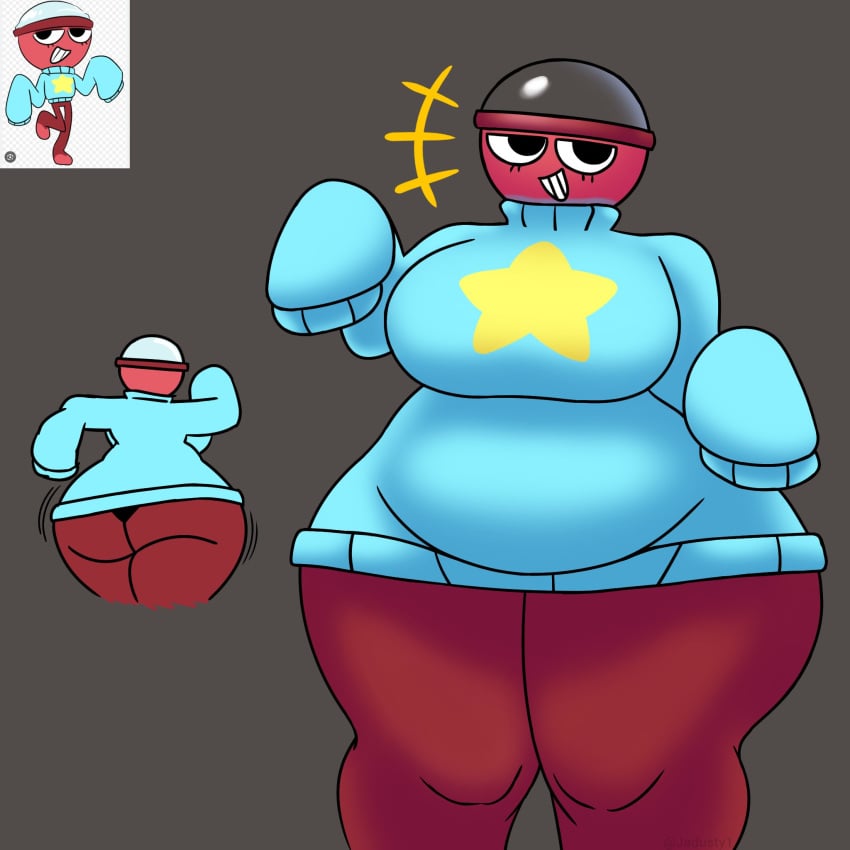 1girls ass big_ass big_breasts breasts clothed dandy's_world gigi_(dandy's_world) jadusty1 reference_image roblox roblox_game tagme