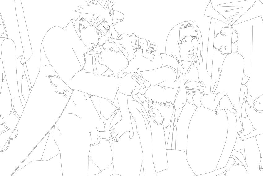 akatsuki anal fellatio female hoshigaki_kisame human hyuuga_hinata ino_yamanaka kakuzu line_art monochrome naruto naruto_shippuden oral pain penetration sakura_haruno shika-hina tagme tenten vaginal_penetration yahiko zetsu