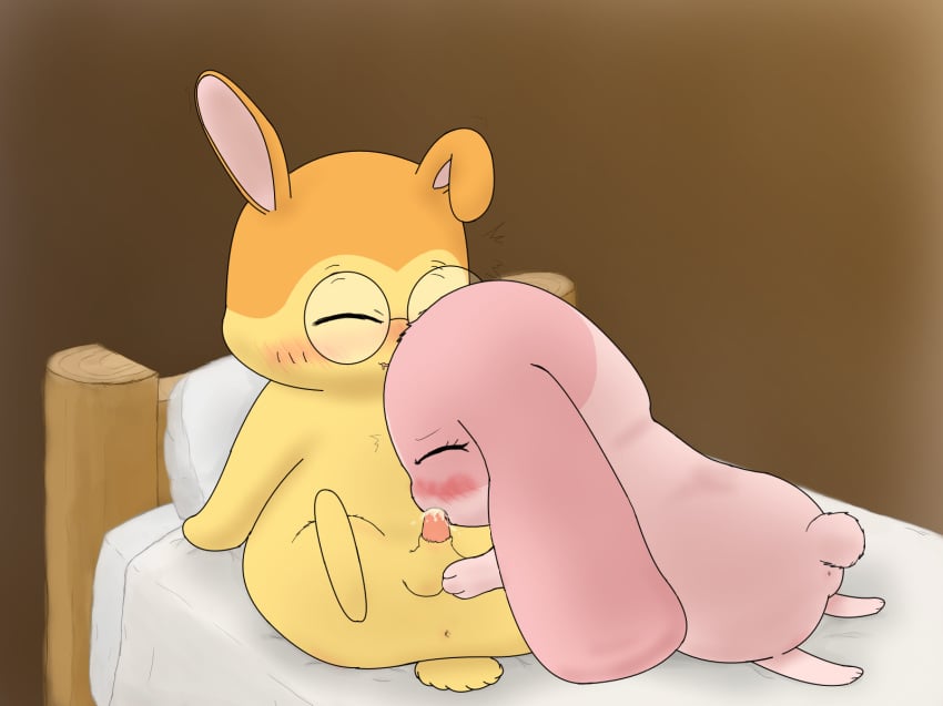 anus closed_eyes couple cum cute duo eyewear fellatio fur glasses happy_happy_clover lago lagomorph long_ears lop_eared_bunny lop_eared_rabbit mallow_(hhc) mammal meru oral orange_fur pink_fur pixiv rabbit sex shallot_(hhc) yellow_fur