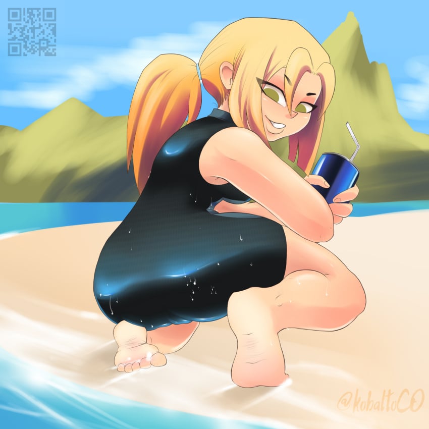 1:1 1girls 2020s 2022 bare_arms bare_knees beach blonde_hair breasts bridgette_(tdi) cameltoe can cartoon_network clothing day drink drinking_straw eyes female female_focus female_only green_eyes hair hi_res holding_can holding_drink holding_object human jpeg kobalto1 mountain mountains open_eyes outdoors ponytail qr_code rubber rubber_clothing rubber_suit sand shiny_clothes signature soda_can solo swimsuit swimwear teeth teletoon tight_clothing total_drama_island water wet wet_clothes wetsuit