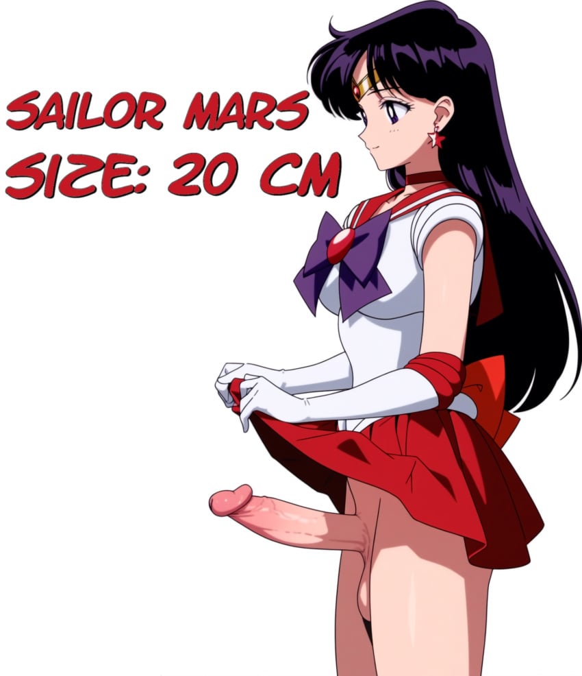 1futa ai_generated balls bishoujo_senshi_sailor_moon clothed clothing dickgirl english_text erect_penis erection futa_only futanari intersex kame_g light-skinned_futanari light_skin long_hair long_penis penis purple_eyes purple_hair rei_hino sailor_mars scrotum skirt small_breasts solo_futa testicles text uncensored