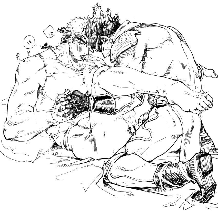 2boys anal gay holding_hands jojo's_bizarre_adventure jotaro_kujo male male/male male_only male_penetrated male_penetrating male_penetrating_male muscular_male penetration stand_(jjba) standcest star_platinum stardust_crusaders yaoi