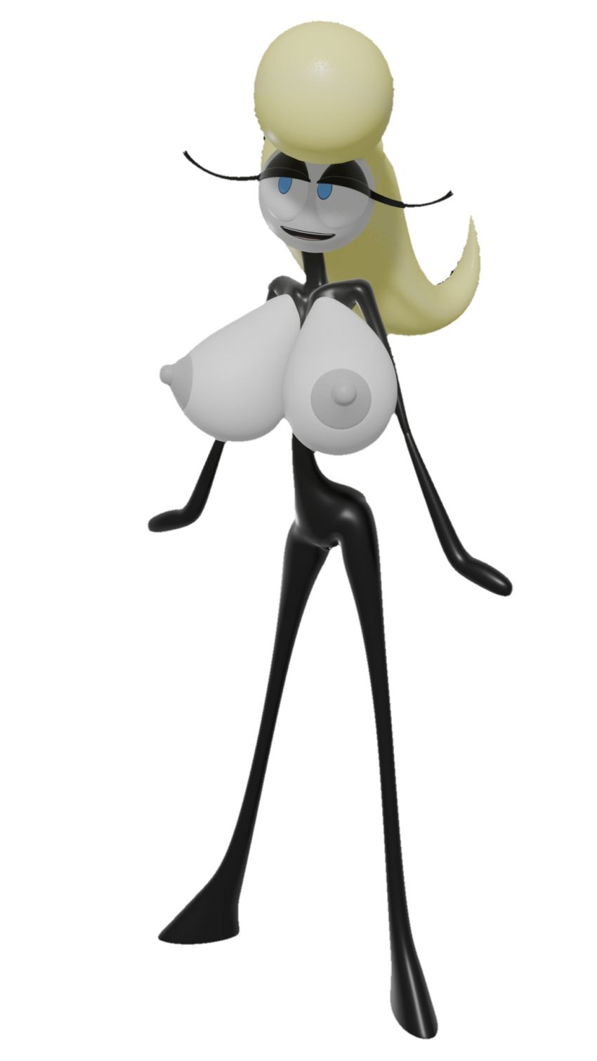 3d big_breasts blender fre4k4life meatmench_(artist) skinny small_ass smile solo standing stickfigure transparent_background