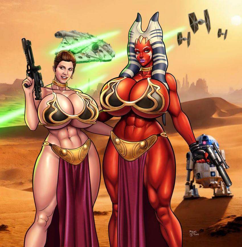 2girls alien alien_girl alien_humanoid ass big_ass big_breasts breasts bust busty curvaceous curvy curvy_figure dia_shala digital_drawing_(artwork) digital_media_(artwork) female female_focus hips hourglass_figure huge_ass huge_breasts human humanoid large_ass large_breasts legs light-skinned_female light_skin lucasarts lucasfilm mature mature_female miguel_rivas miguelrivasart multiple_girls orange-skinned_female orange_body orange_skin princess_leia_organa slave_bikini slave_leia slim_waist star_wars thick thick_hips thick_legs thick_thighs thighs togruta top_heavy voluptuous waist wide_hips