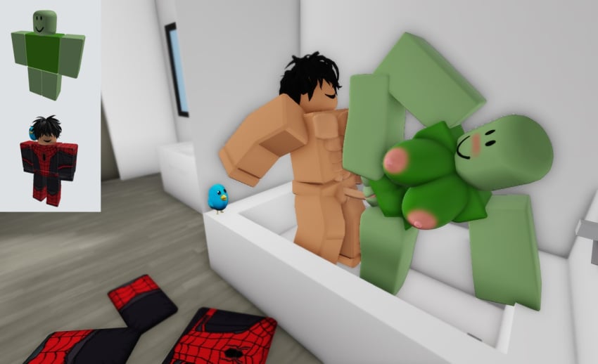 3d abs bird black_hair clothes_removed green_skin leg_up legs_apart legs_up marvel ninjashyper2 reference_image request roblox roblox_avatar robloxian self_upload shower shower_sex showering spider-man_(series) tagme