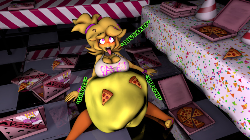 belly belly_expansion belly_noises burp burping cally3d chica_(cally3d) chica_(fnaf) chiku chiku_(cryptia) cryptiacurves digestion_noises five_nights_at_freddy's fnia stomach_noises vore_belly