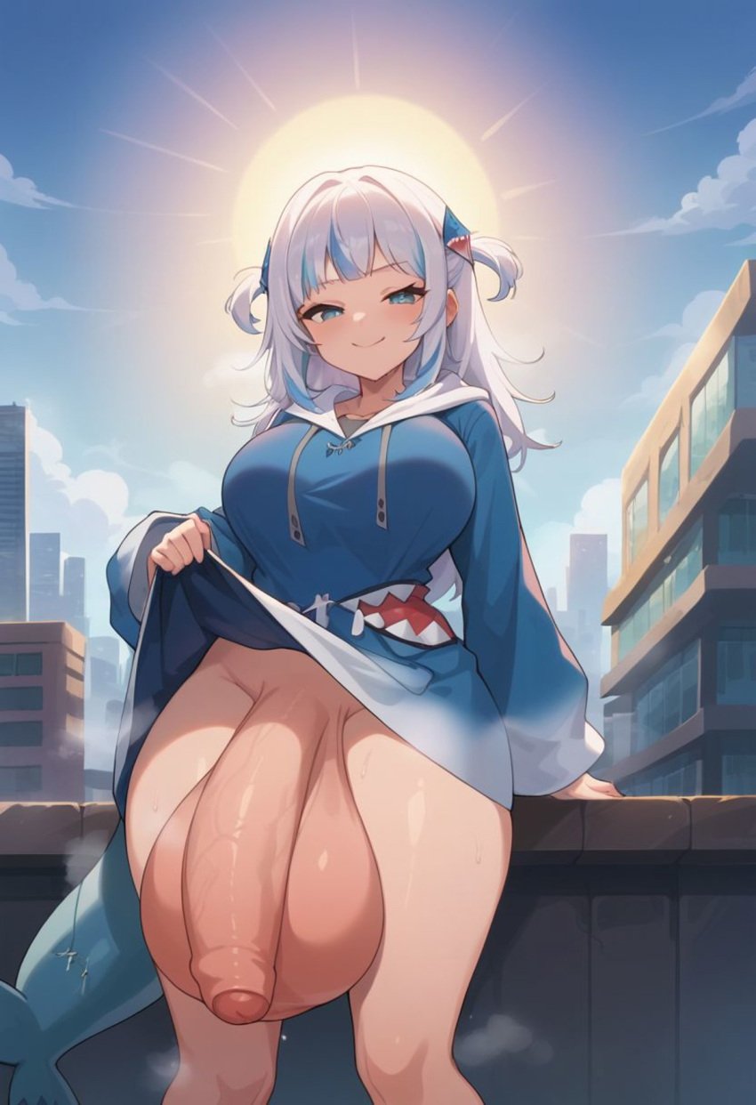 1futa ai_generated alternative_breast_size animal_hood anime bangs big_balls big_breasts big_penis big_testicles blue_eyes blue_hair blue_hoodie blue_sky blunt_bangs blush civitai closed_mouth clothes_lift cloud day fish_tail flaccid flaccid_penis full-package_futanari futa_only futanari gawr_gura hair_ornament half_naked half_nude hololive hololive_english hood hoodie huge_balls huge_testicles large_balls large_testicles lifted_by_self lifting_skirt long_sleeves looking_at_viewer mizuiro01 multicolored_hair outdoors pulling_skirt shark_girl shark_tail skirt_lift sky smile solo solo_futa standing streaked_hair sweat tail testicles two_side_up uncensored virtual_youtuber white_hair