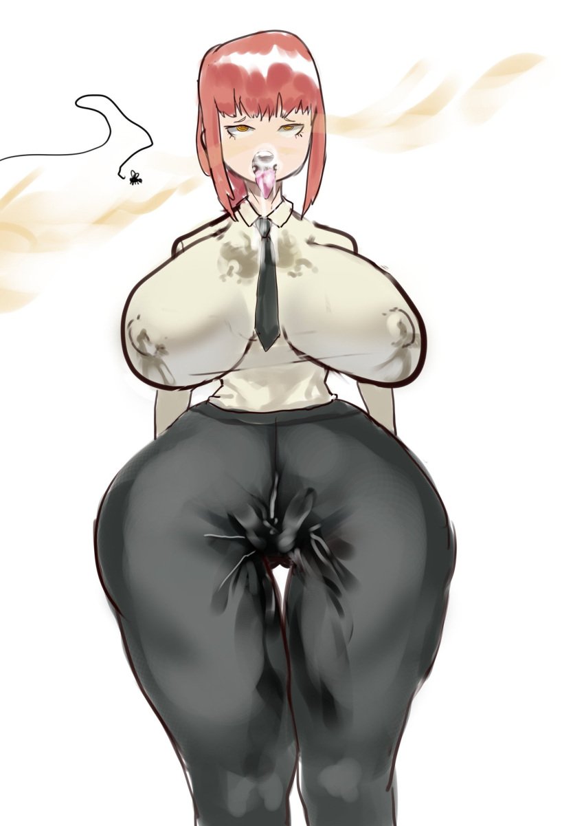 ahe_gao ahegao cameltoe chainsaw_man corruption eyes_rolling_back flies flies_for_smell lactation large_ass large_breasts makima_(chainsaw_man) mightybadtales mind_break red_hair smell stained_clothes thick_ass thick_thighs tongue_out wet wet_pussy