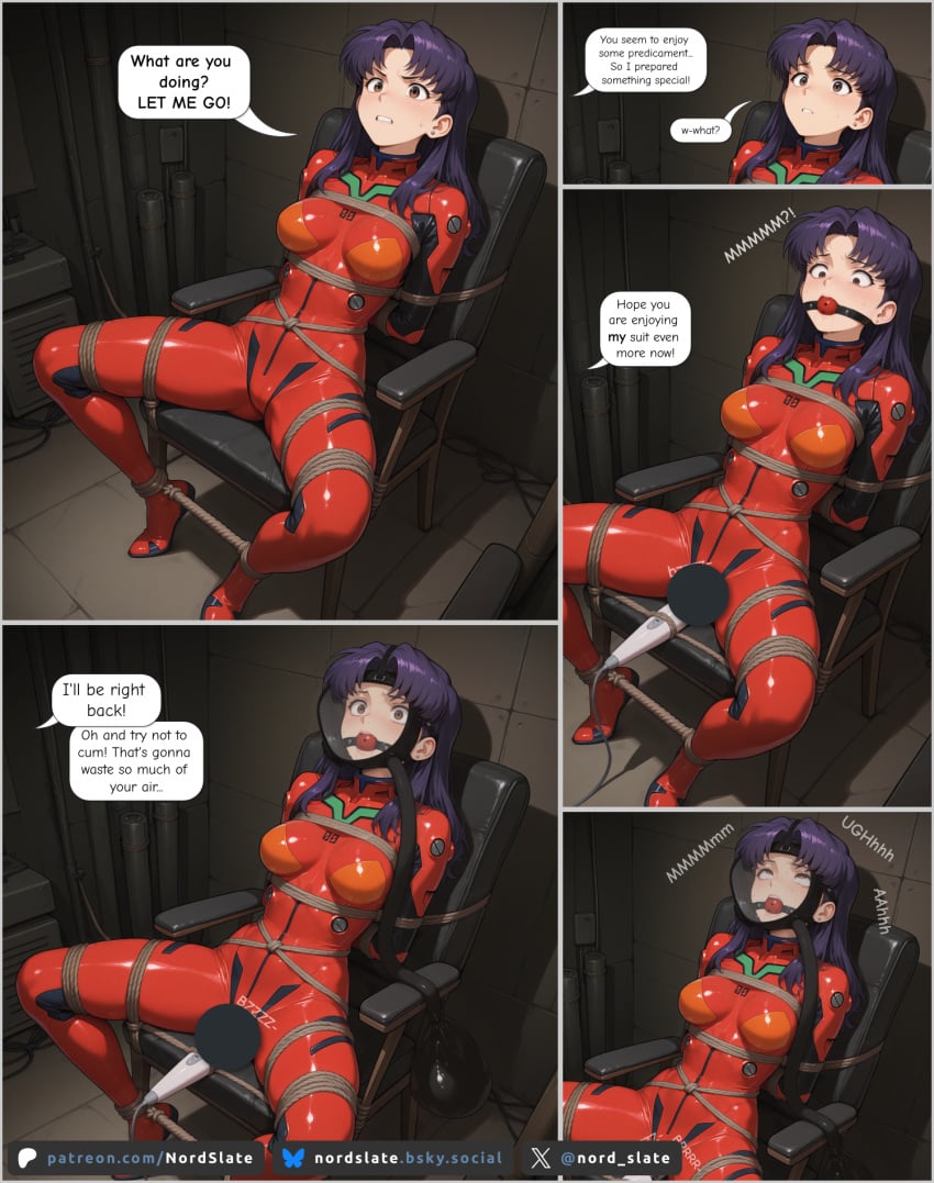 1girls abducted ai_assisted ai_generated asphyxiation asuka_langley_sohryu_(cosplay) ball_gag bodysuit bondage bondage bondage_gear bondage_outfit bound bound_arms bound_legs breath_play breathing breathing_tube breathplay comic drooling female female female_focus female_only female_orgasm forced forced_orgasm gag gagged gas_mask hitachi_magic_wand latex latex_bodysuit latex_suit long_hair misato_katsuragi moaning neon_genesis_evangelion nordslate on_chair orgasm orgasm_face plugsuit purple_hair rebreather rebreather_bag rebuild_of_evangelion red_plugsuit restrained restrained_arms restrained_legs restraints rope rope_bondage rope_harness rubber rubber_clothing rubber_suit scared scared_expression scuba_mask skintight skintight_bodysuit solo speech_bubble tight_clothing wand_vibrator