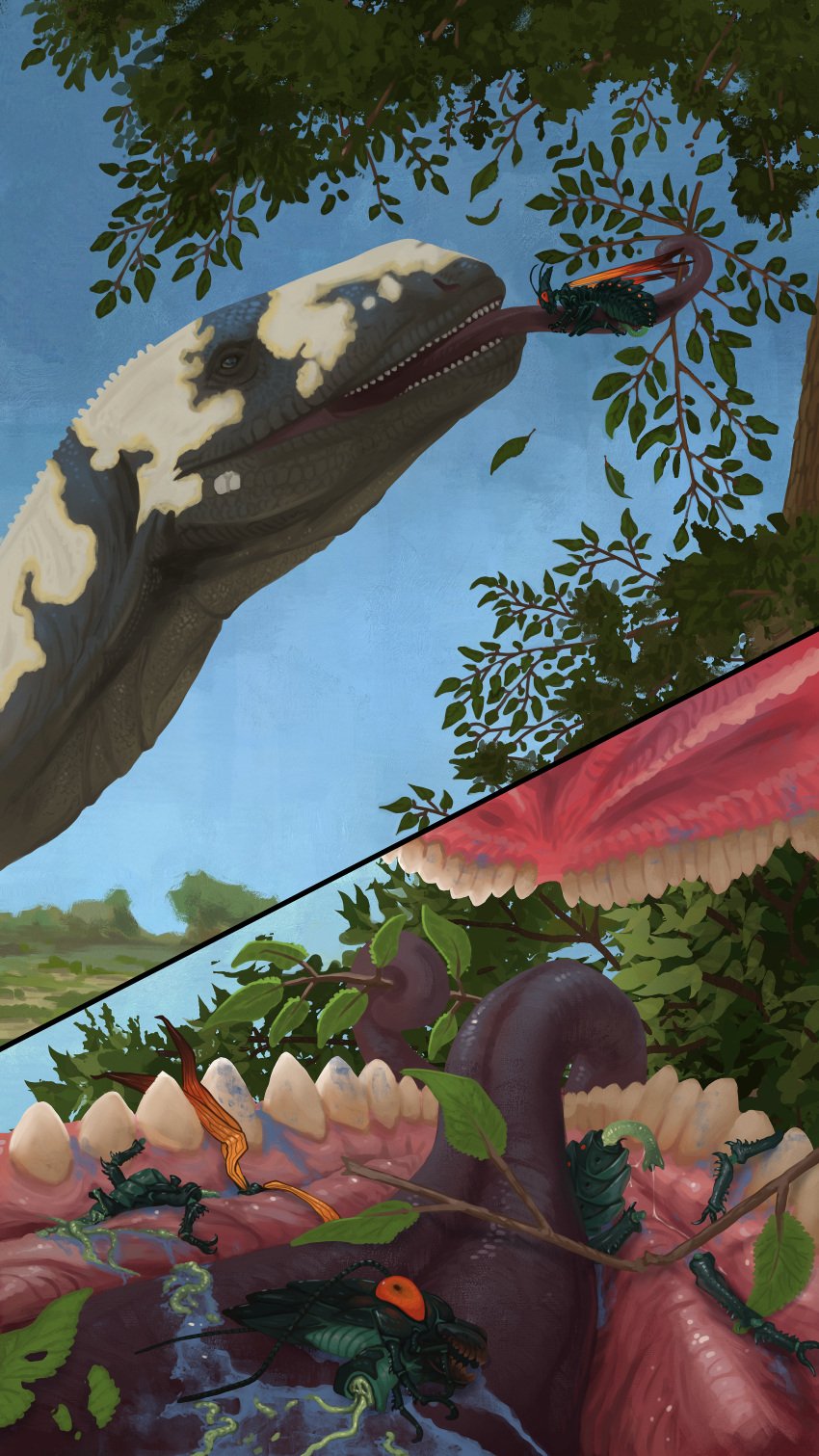 absurd_res alien arthropod blood bodily_fluids death dinosaur erection genitals gore hi_res insects penis prehistoric_species reptile scalie technesaurus vore