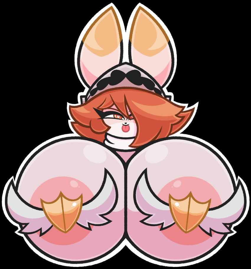 breasts_bigger_than_head bunny bunny_ears clare_(themushlord) furry huge_breasts oc orange_hair original original_character princess_jomes tagme white_fur