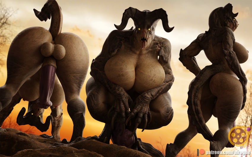 3d 3d_(artwork) 3futas animal_genitalia anthro anus ass balls bethesda_softworks big_ass big_balls big_breasts big_butt big_penis breasts breasts_bigger_than_head bubble_butt cocktail curvaceous curvy curvy_figure deathclaw equine_genitalia equine_penis face_down_ass_up fallout female_deathclaw flared_penis futa_only futanari horns horseballs horsecock horsecock_futanari huge_ass huge_balls huge_breasts huge_cock lactation long_tail looking_at_viewer monster penis scalie sfrogue sheath squatting tail thick_thighs voluptuous voluptuous_futanari yellow_eyes