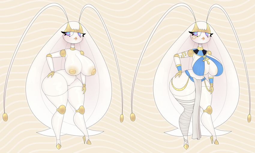 anthro big_breasts blush breasts cockroach egyptian female female_only hand_on_hip hi_res insect_girl insects milfshake mummy_wrappings pheromosa pokémon_(species) pokemon pokemon_(species) solo_anthro tagme thick_thighs thighs ultra_beast