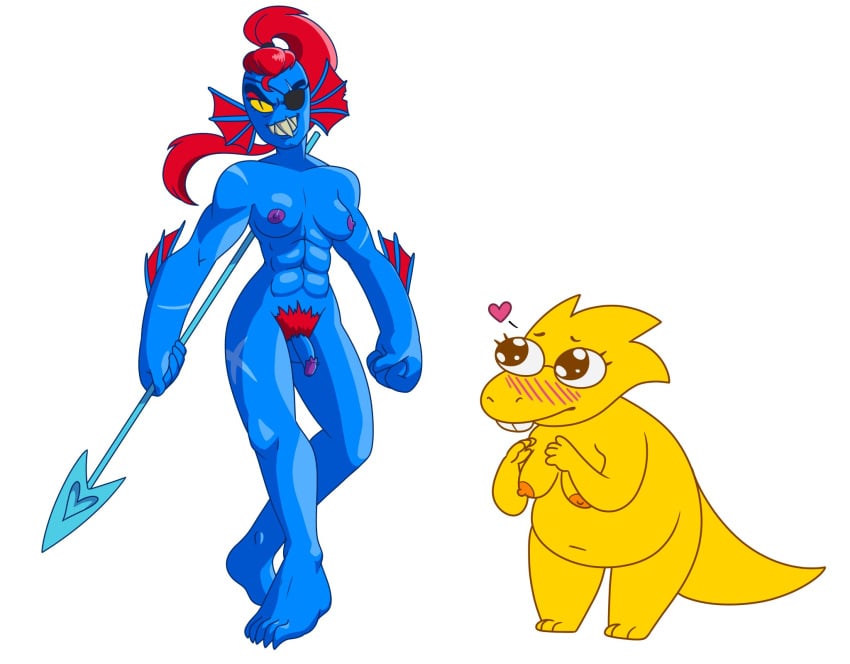 2d 2girls abs alphys anthro breasts chubby female humanoid lizard_girl lizard_humanoid multiple_girls nude reptile reptile_humanoid tagme tiddpalace undertale undertale_(series) undyne