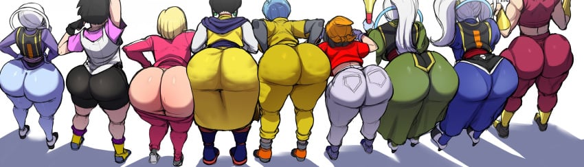 2d 9girls aged_up android_18 ass ass_comparison ass_size_chart back_view bandana big_ass black_hair blackwhiplash blonde_hair blue_hair bottomless bubble_butt bulma_briefs bwl chichi comparing comparing_asses comparison curvy cus dat_ass divine_wine dragon_ball dragon_ball_gt dragon_ball_super dress dumptruck_ass edit female female_only full_color fully_clothed fusion jeans kefla legendary_super_saiyan marcarita multiple_girls no_panties no_penetration pan_(dragon_ball) pants_down pink_track_suit potara_fusion purple_shirt shorts super_saiyan super_saiyan_2 track_suit vados videl