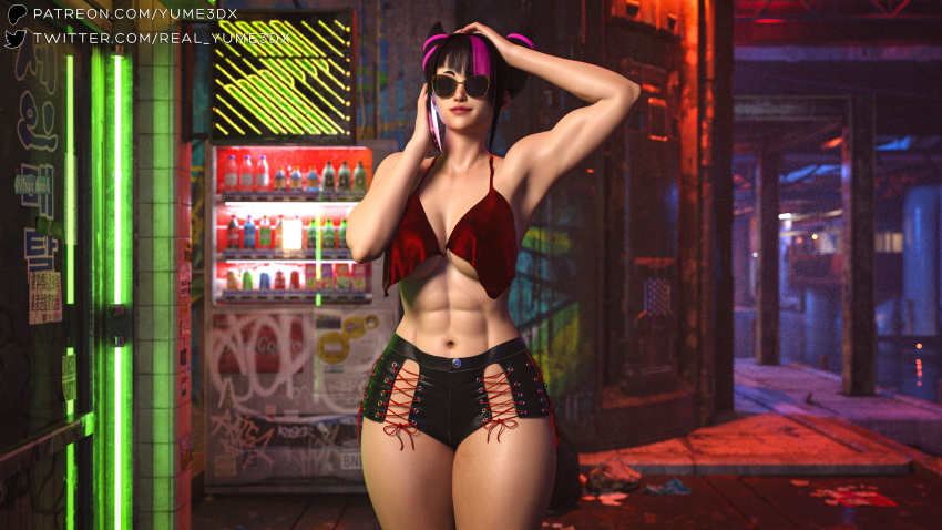 1girls 3d alternate_version_available busty female female_focus female_only hourglass_figure juri_han solo street_fighter tagme wide_hips yume3dx