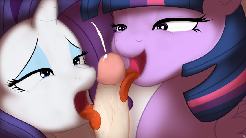 2015 blue_eyes cum disembodied_penis equine eyeshadow female feral friendship_is_magic group hair half-closed_eyes hi_res horn human jakejoke licking makeup male mammal my_little_pony open_mouth oral penis purple_eyes rarity_(mlp) saliva sex tongue tongue_out twilight_sparkle_(mlp) unicorn wings