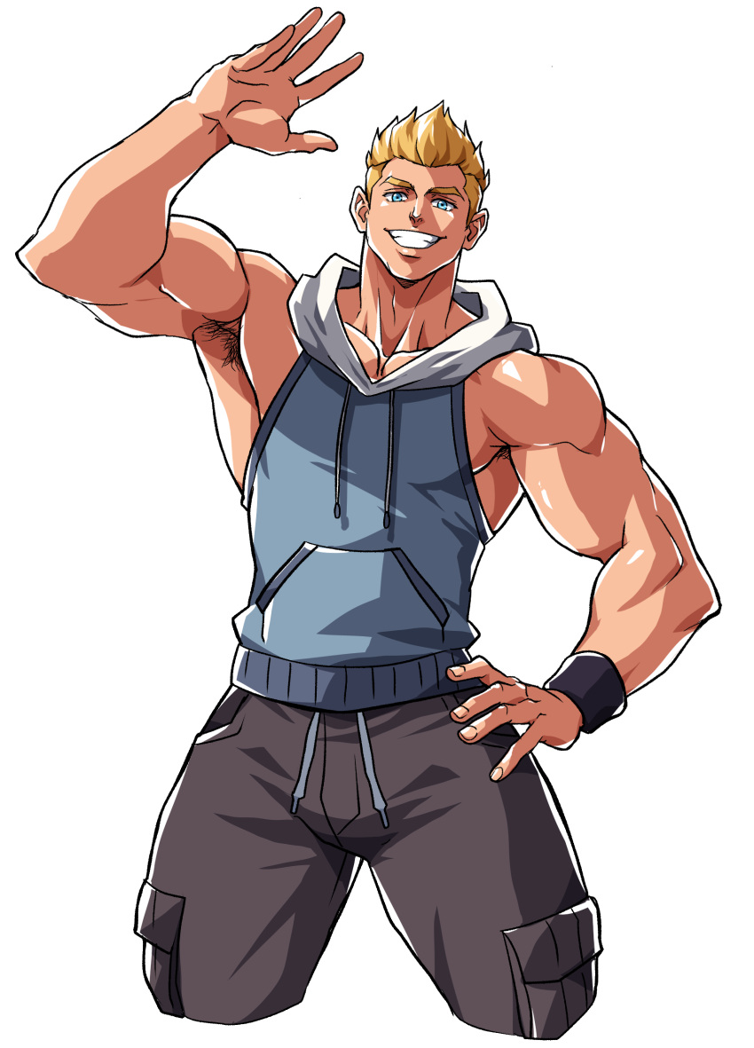 1boy abs armpit_hair bara barazoku biceps blonde_hair clothing ichan looking_at_viewer male male_only muscular_male pecs silvyspark