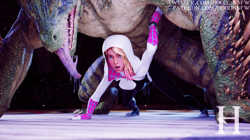 1boy 1girls female gwen_stacy human interspecies lizard lizardman male marvel monster sfm_hood spider-gwen spider-man:_across_the_spider-verse spider-man_(series) straight superhero superhero_costume superheroine the_lizard_(marvel) vaginal_penetration villain_on_hero