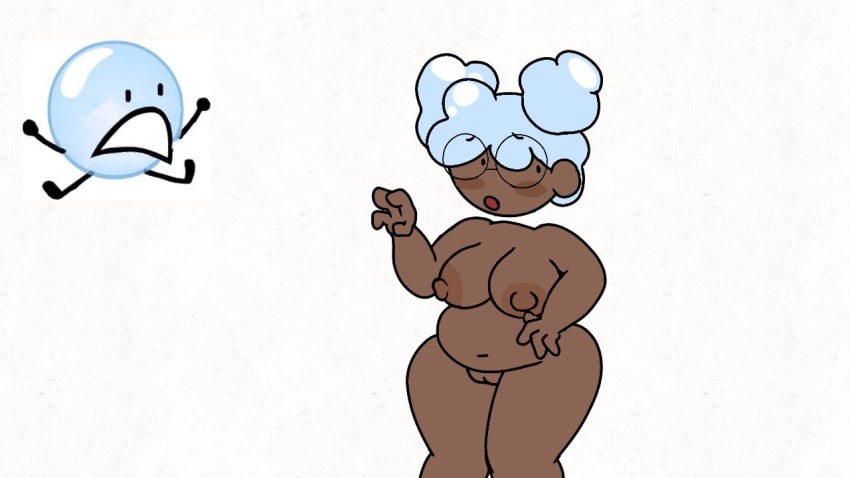 battle_for_dream_island bfb bfdi big_ass big_breasts black_skin breasts bubble_(bfdi) completely_nude_female confusion dark-skinned_female glasses humanization humanized humanoid object_shows objecthewhen2