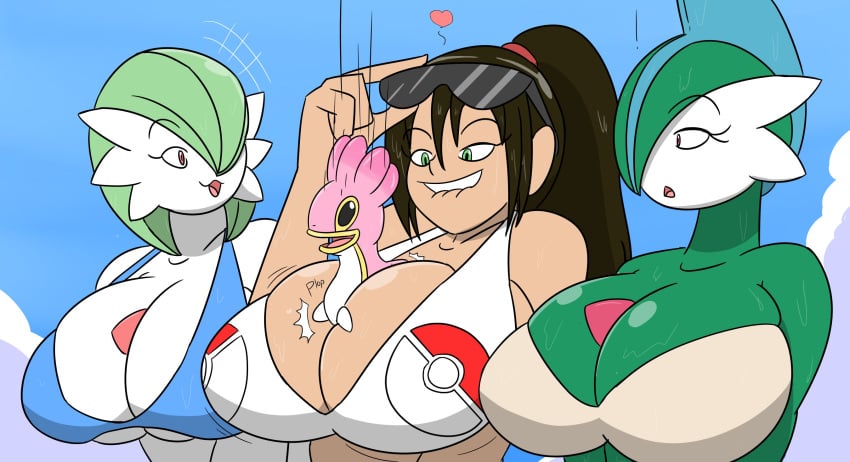 female_gallade gallade gardevoir huge_breasts igphhangout pokemon pokemon_(species) shellos tagme trainer_go_(igph)