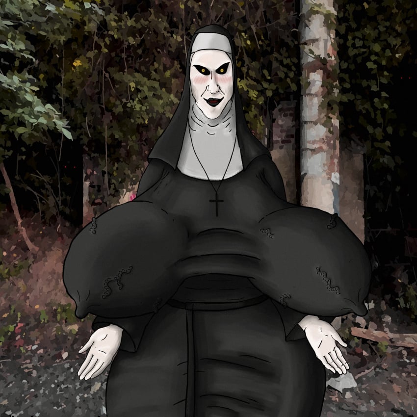 1girls big_breasts big_tits busty clothed clothed_female curvy curvy_female gigantic_breasts habit halloween horror huge_breasts huge_nipples light_skin looking_at_viewer massive_breasts nun nun's_habit nun_outfit only_female the_conjuring the_nun valak voluptuous voluptuous_female yellow_eyes