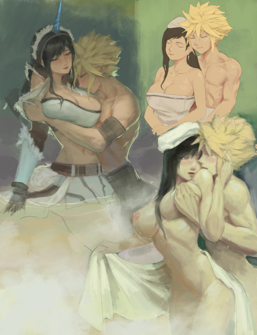 breasts cloud_strife final_fantasy final_fantasy_vii kirin_(armor) monster_hunter nude straight tifa_lockhart zoewingsz