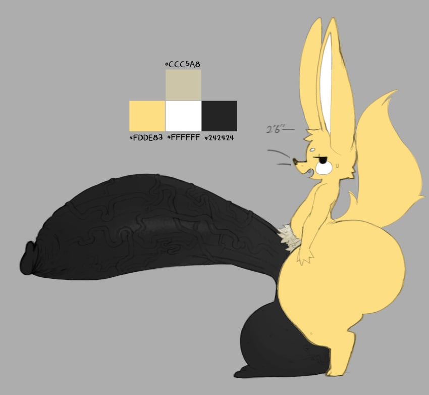 ass balls balls_on_floor big_balls big_butt big_penis canid canine femboy fox genitals grey_background height hi_res huge_balls huge_cock hyper hyper_balls hyper_genitalia hyper_penis ic0nmon icon_(ic0nmon) male mammal penis pubes simple_background small_but_hung smug_face solo teapot_(body_type) thick_thighs vein veiny_penis whiskers yellow_body