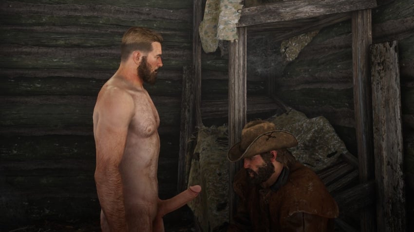 arthur_morgan bara beard big_penis bill_williamson completely_naked_male completely_nude cowboy gameplay gay hairy_arms hairy_legs hairy_male male_focus male_nipples male_pov manly mature_male nipples nude_male offering penis red_dead_redemption_2 rockstar_games showing_penis spread_legs standing