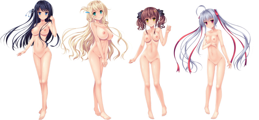 blonde_hair blue_eyes blue_hair breasts brown_hair game_cg green_eyes large_breasts long_hair manazuru_misaki maniwa_shouko moonstone natsu_no_iro_no_nostalgia navel nipples orikuchi_miu shinjouji_ayane silver_hair small_breasts tied_hair transparent_png twintails yellow_eyes