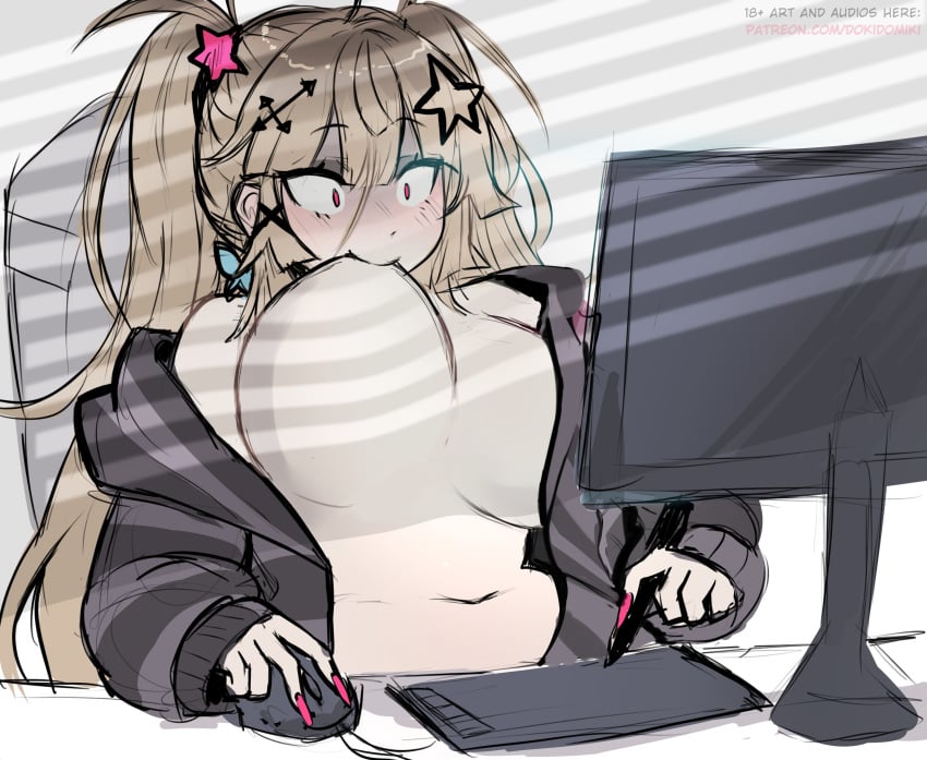 1girls 2026 2d 2d_(artwork) 2d_artwork artist_name bangs bare_shoulders belly belly_button big_breasts blush blush_lines breast_sucking breasts breasts_out convenient_breasts curvaceous curvy curvy_body curvy_female curvy_figure curvy_hips dokidomiki drawing drawing_tablet female female_only gyaru gyaru_gal hi_res highres hourglass_figure large_breasts light-skinned_female light_skin long_hair meme messy_hair midriff miki_(dokidomiki) naked naked_female navel nude nude_female nudity original original_character pale-skinned_female pale_skin parted_bangs patreon patreon_url patreon_username red_eyes smooth_skin solo solo_female stomach straight_hair sucking_breasts sucking_breasts_meme sucking_nipples sucking_own_breasts thick thick_hips thick_legs thick_thighs thighs tied_hair topless topless_female twintails voluptuous voluptuous_female watermark wide_hips