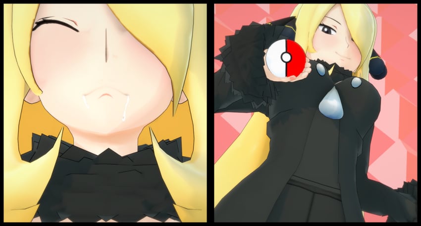 anonbluna blonde_hair blush cynthia_(pokemon) gray_eyes pokemon ppppu white_skin