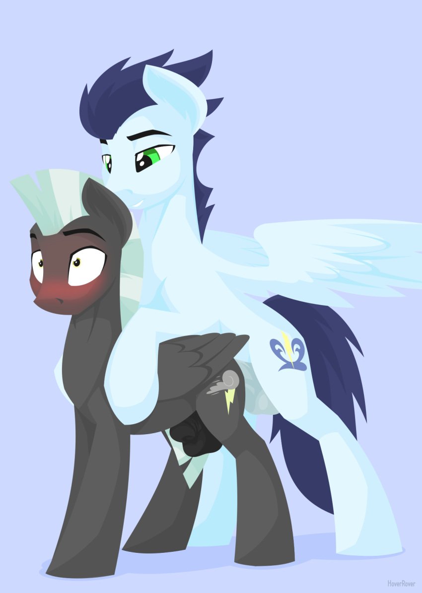 anal balls black_fur blue_hair blush cutie_mark equine friendship_is_magic fur hair horse hoverrover male mammal my_little_pony penetration penis pony sex soarin_(mlp) thunderlane_(mlp) wings wonderbolts_(mlp) yaoi