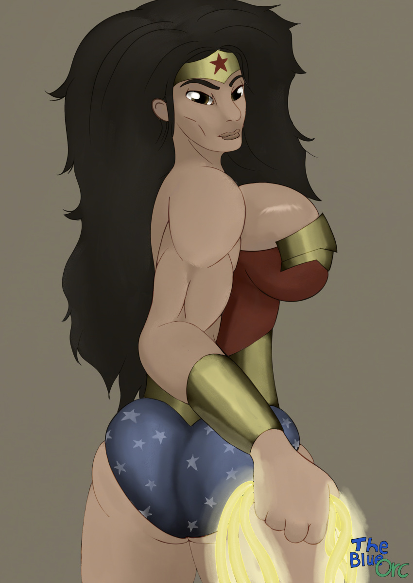 big_ass big_breasts bracelet brown_eyes brown_hair lasso_of_truth muscular_female non_nude solo theblueorc tiara wonder_woman wonder_woman_(series)