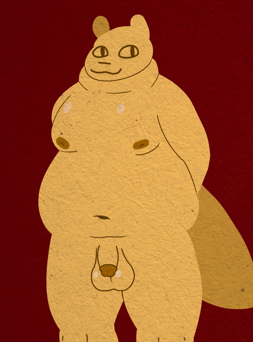 absurd_res anthro atlasfugged balls big_balls blush digital_media_(artwork) fur genitals gourmand_(rain_world) hands_behind_back hi_res humanoid male mammal moobs nipples nude obese obese_male overweight overweight_male penis rain_world slightly_chubby slightly_chubby_male slugcat slugcat_humanoid solo tail thick_thighs videocult