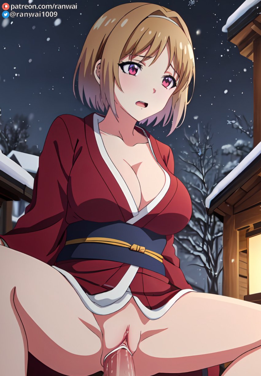 ai_generated anime blonde_hair classroom_of_the_elite cowgirl_position kimono kushida_kikyou large_breasts purple_eyes ranwai sex stable_diffusion vaginal_penetration vaginal_sex youkoso_jitsuryoku_shijou_shugi_no_kyoushitsu_e