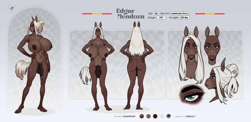 1futa 2024 andalusian_horse anthro areola ass bald balls big_breasts biped blonde_hair boosterpang breasts character_sheet ears_up edgar_mendoza_(boosterpang) english_text equid equine feet flaccid futa_only futanari gender_symbol genitals green_eyes gynomorph hair hi_res horse huge_breasts intersex long_hair looking_at_viewer male_(lore) mammal model_sheet nipples nude penis simple_background solo spanish_flag standing symbol text