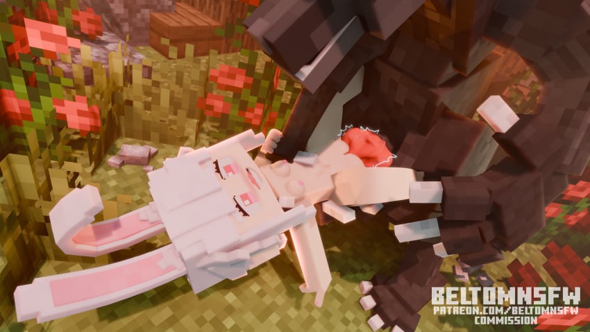 1boy 1girls 3d beltomnsfw bigger_male blender brown_hair bunny_ears canid claws cock_inflation cow_girl cum detailed_background erect_penis eye_contact eye_rolled_up female horny_female knot knotted_penis knotting looking_at_another looking_at_partner male mine-imator minecraft minecraft_xxx naked naked_female nipples open_mouth orgasm penis pink_eyes self_upload sex small_breasts smaller_female spread_legs square_head standing steamy_penis tagme veiny_penis werewolf white_hair