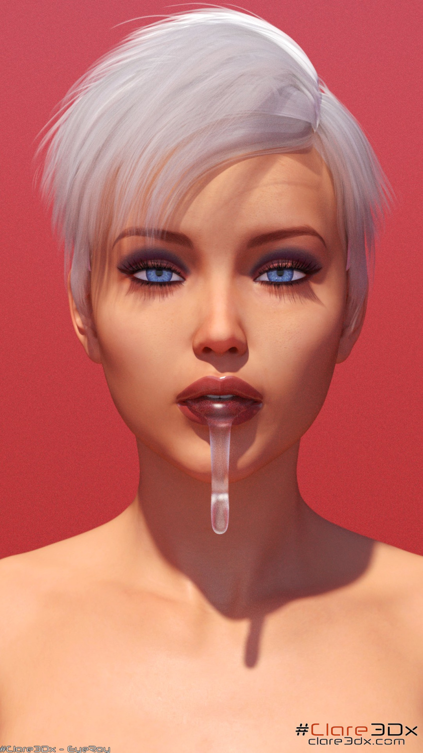 1futa 3d 3dx blue_eyes clare3dx clare_bang close-up cum cum_in_mouth cumdrip female futa_only futanari saliva saliva_drip short_hair solo tongue white_hair