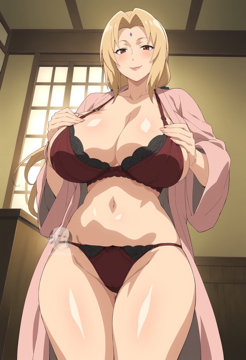 ai_generated arisato_yu big_breasts lingerie naruto tsunade