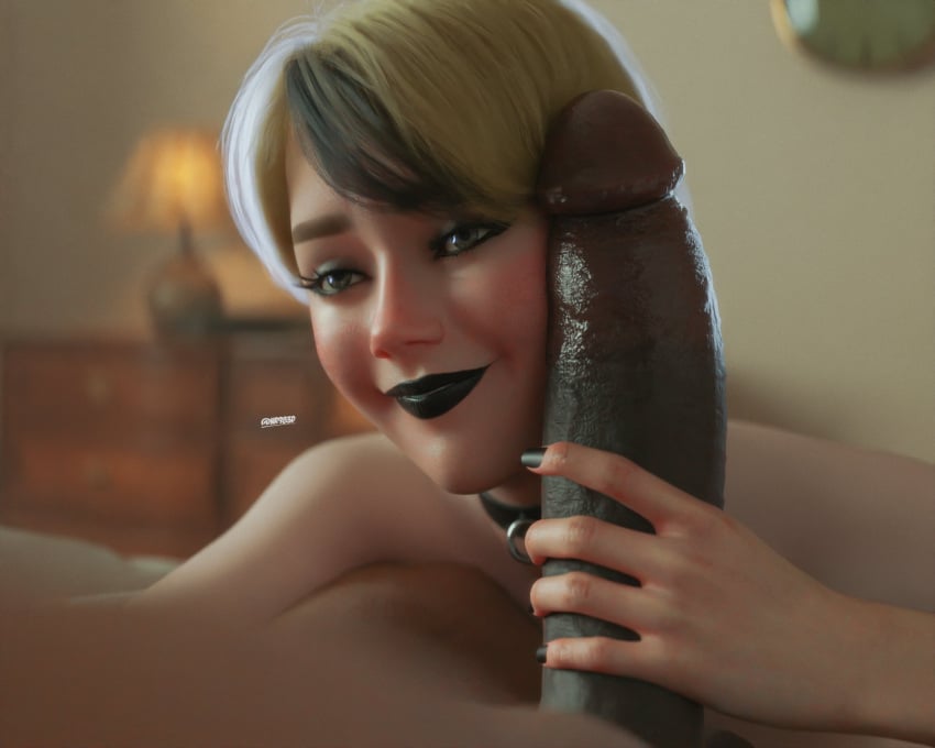 1femboy 2boys 3d 3d_(artwork) 3d_model big_dick_joy big_penis black_nail_polish black_nails blonde_hair choker cock_on_face dark-skinned_male erect_penis erection femboy femboy_focus femboysub goth goth_boy goth_femboy holding_penis huge_cock interracial large_penis makeup male male_focus male_only meaty_dick nr983d pose short_hair sissy smile smiling smiling_at_another trap yaoi