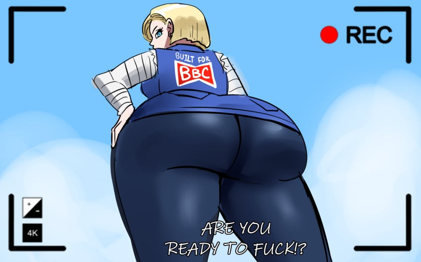 1girls android_18 ass ass_focus blonde blonde_female blonde_hair blonde_hair_female blue_eyes blue_eyes_female blue_sky camera camera_pov camera_view cloud clouds cloudy_sky dat_ass dragon_ball dragon_ball_z earring earrings english english_text fat_ass female female_focus female_only gtsn17 huge_ass looking_at_viewer looking_back looking_back_at_viewer looking_down looking_down_at_viewer pantyhose raceplay revealing_clothes skirt sky solo sparking text underview