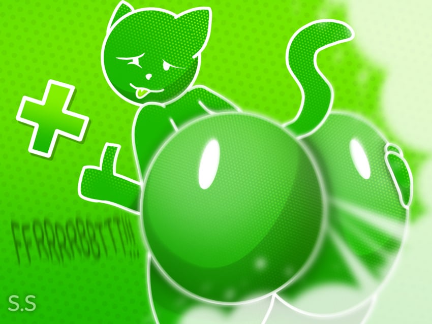 ass_grab big_ass big_butt cat_ears cat_tail fart fart_cloud fart_fetish farting farting_at_viewer fat_ass fat_butt furry looking_at_viewer looking_back miiverse nintendo onomatopoeia pleasure_face relief relieved sci-salandre simple_background sticking_out_tongue thumbs_up tongue tongue_out yeah!_(miiverse)